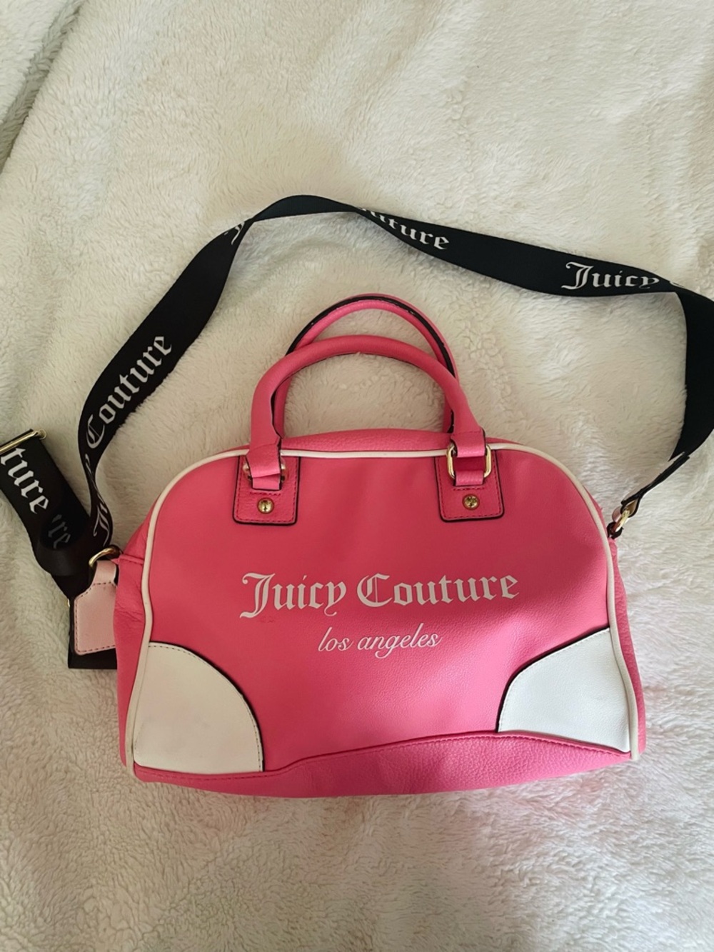 Juicy Couture Hot Pink Satchel with White Accents